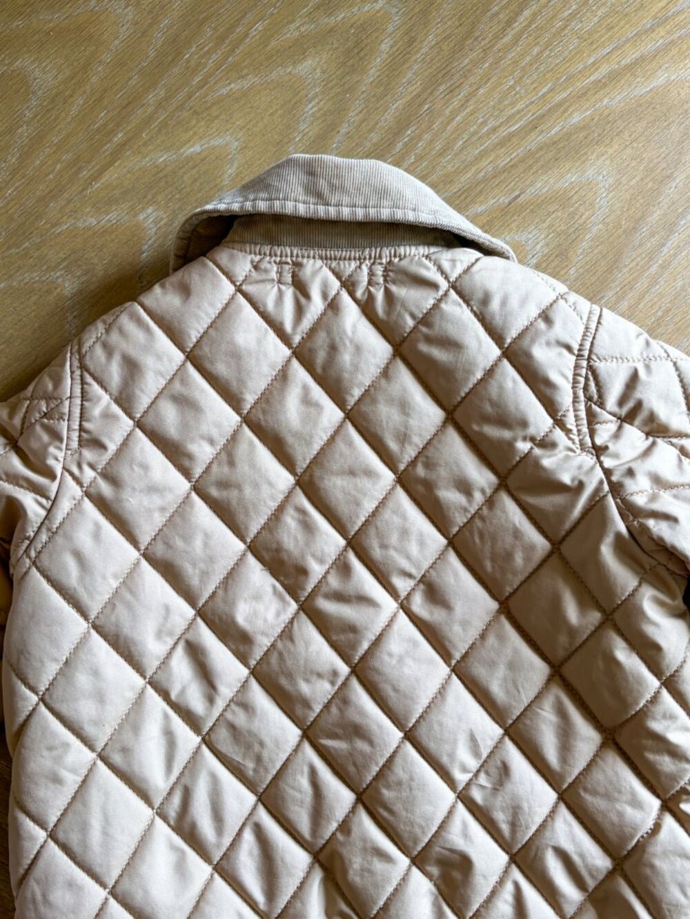 Uniqlo PUFFTECH Quilted Barn Coat Jacket in Beige w/ Corduroy Collar - Picture 6 of 6